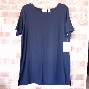 Liz Claiborne Round Neck Tunic Shirt Navy Size Large